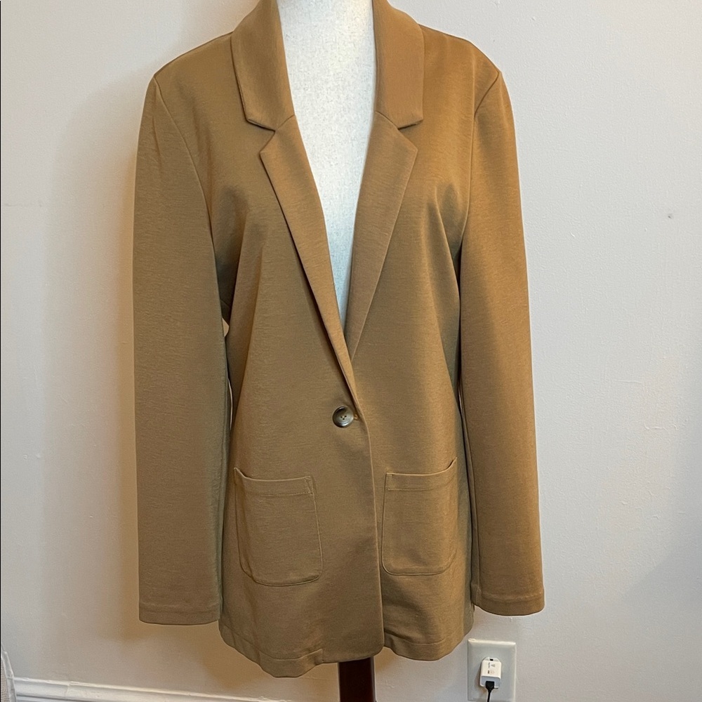 Garnet Hill Camel Brown Single-Button Blazer